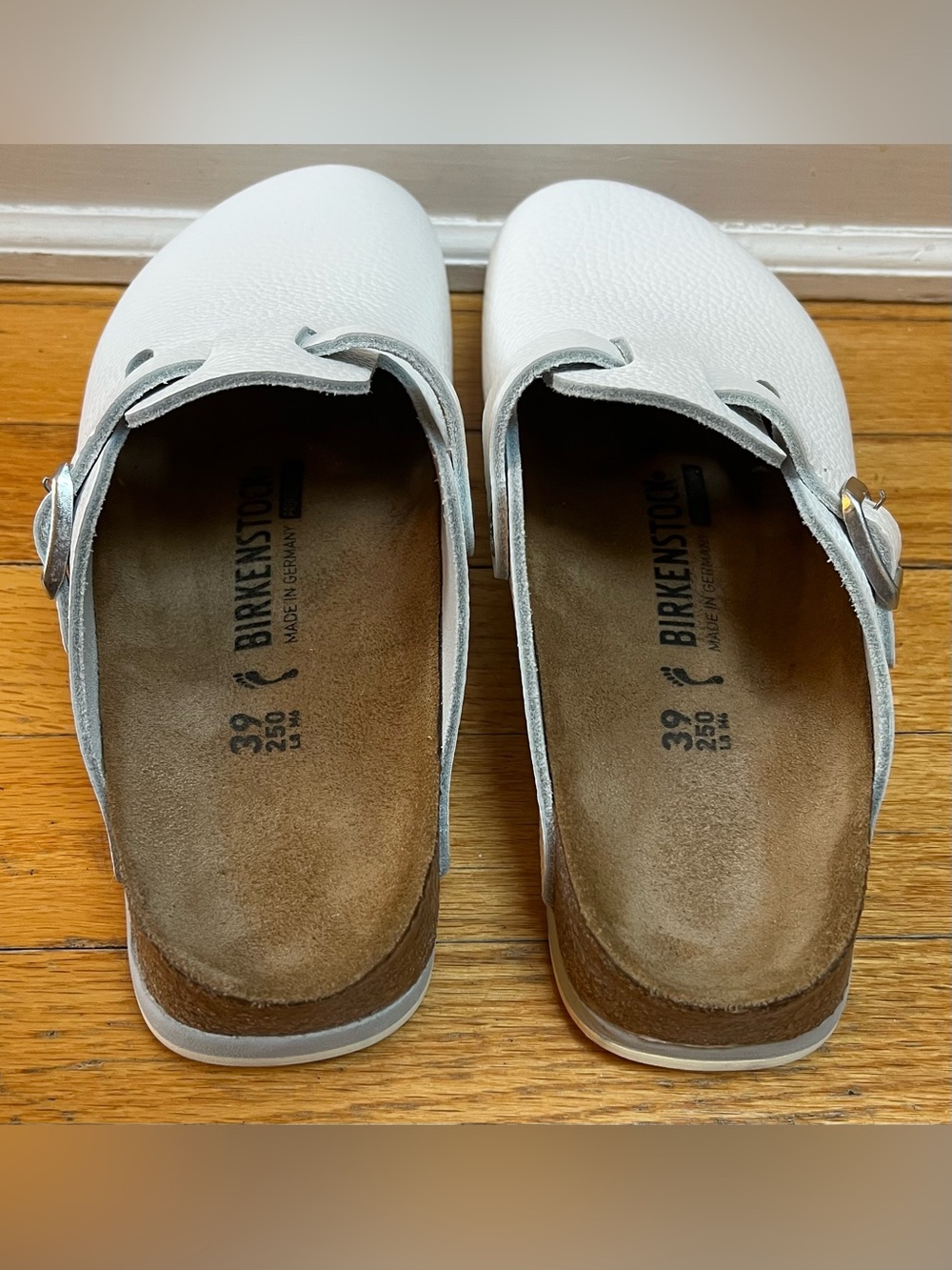 Birkenstock Boston Super Grip Natural Leather White Regular Fit 39 - New No Box - Picture 3 of 6